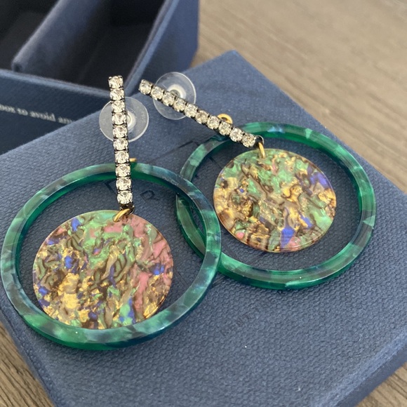 Elegant Blue and Gold Hoop Earrings - Picture 5 of 6